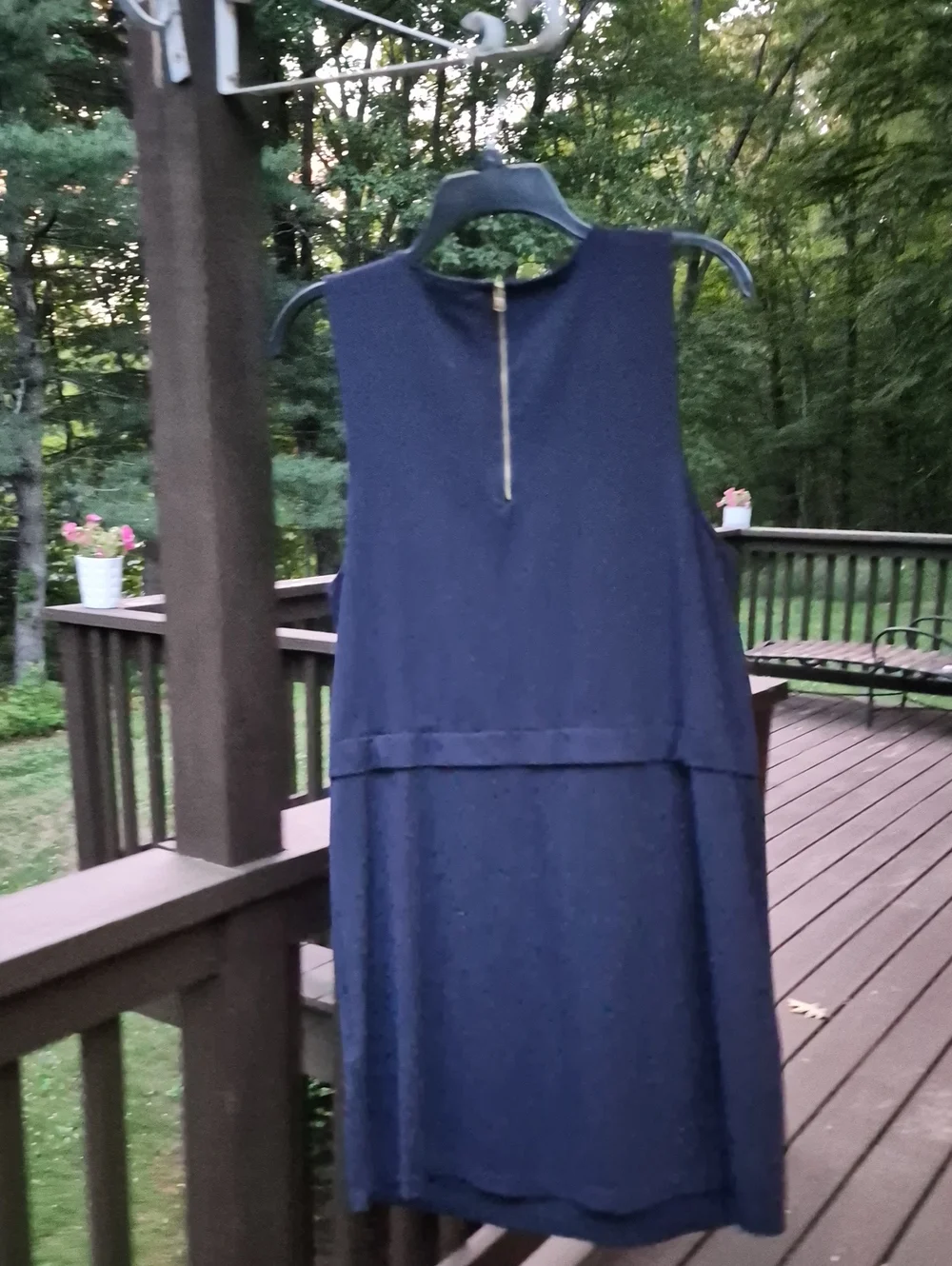 Cynthia Rowley Sleeveless Navy Shift Dress Zip Pocket Sz L